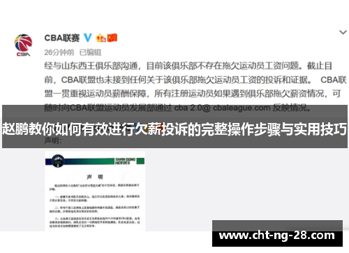 赵鹏教你如何有效进行欠薪投诉的完整操作步骤与实用技巧