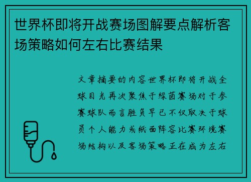 世界杯即将开战赛场图解要点解析客场策略如何左右比赛结果